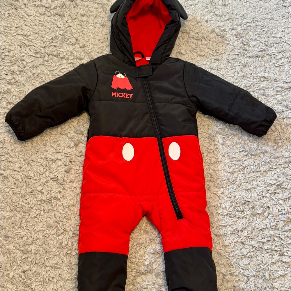 Disney Baby MICKEY MOUSE One-piece Snowsuits black & red size 18-24 months